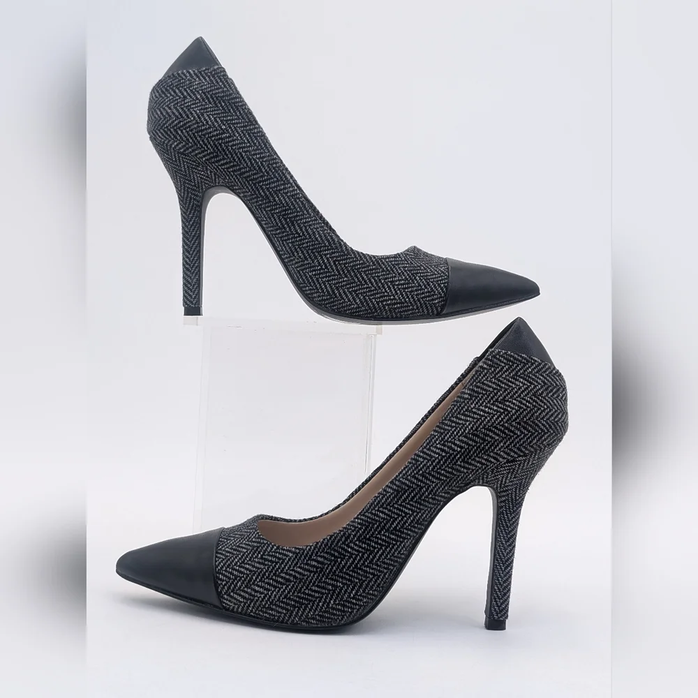 NWT BCBGeneration Duboise Sz 6.5 Stilleto Pointed Toe Fabric With Leather Accent - Picture 8 of 17